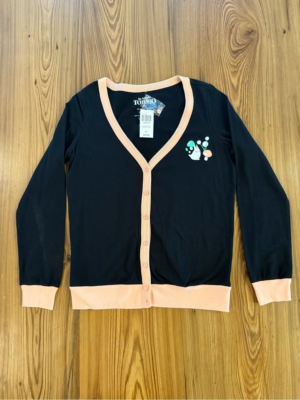 NWT My Neighbor Totoro Black Retro Garden Cardigan with Peach Trim
